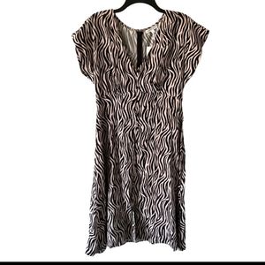 SOCIETY + STITCH Women's size L Zebra Print Midi Light Dress Party Cocktail